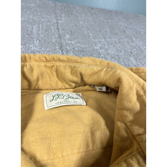 Vintage LL Bean Freeport Maine Mustard Yellow Womens Button Down Camp Shirt 10 - Picture 2 of 7